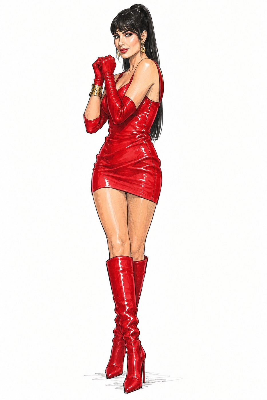 Red look costume sketch