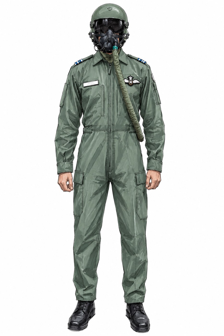 IAF pilot flight suit sketch