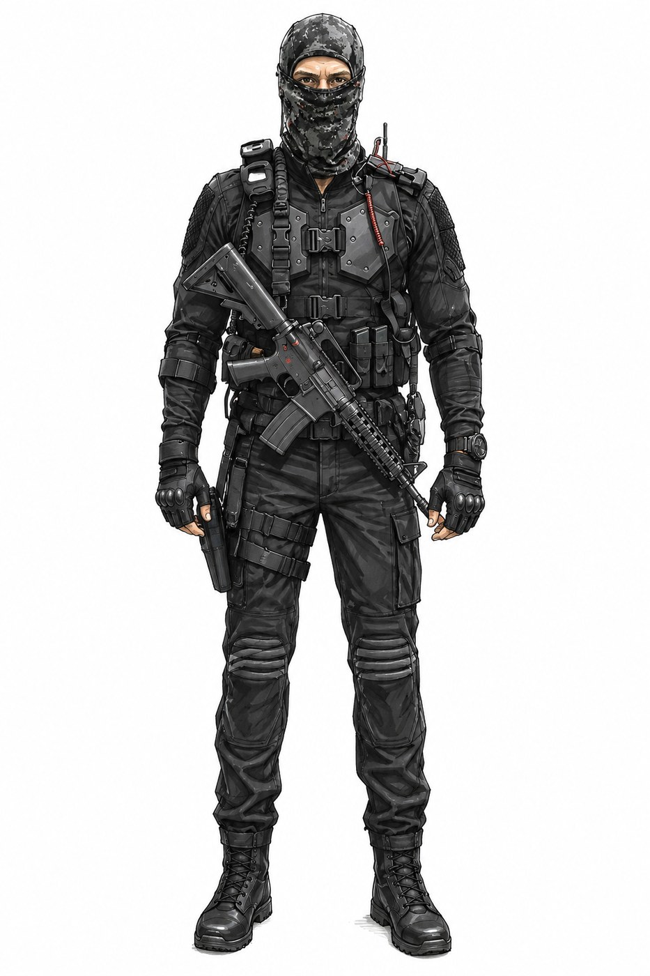 Tactical operative costume sketch
