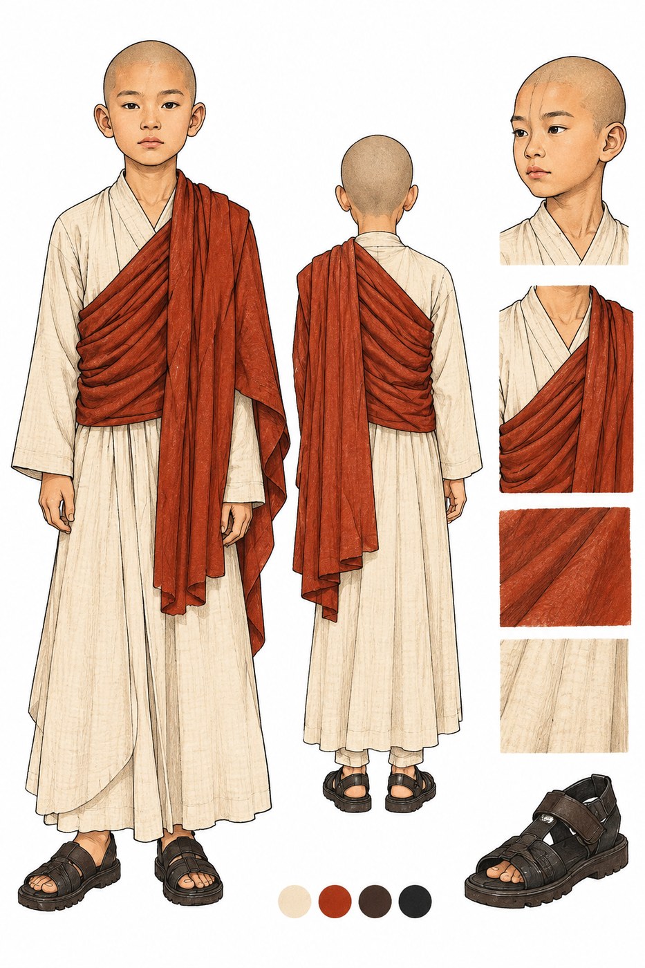Monk Kid costume sketch