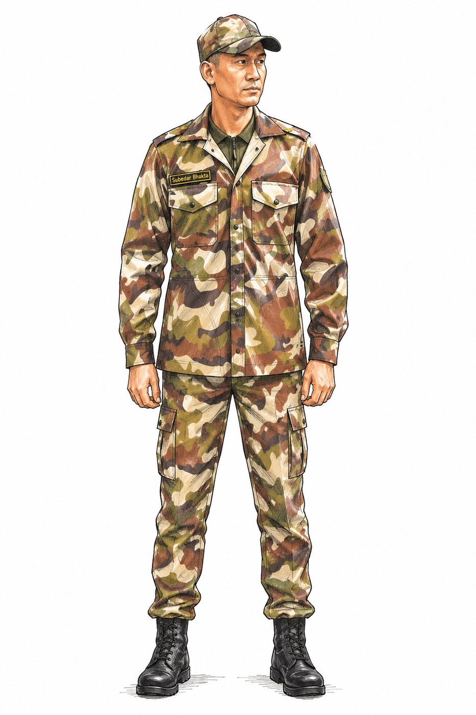 Subedar Bhakta costume sketch