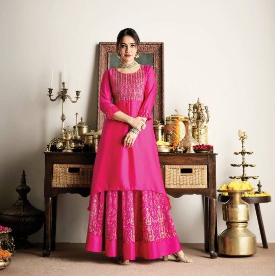 Pink kurta set campaign shot