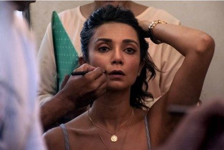 Getting ready in the makeup chair