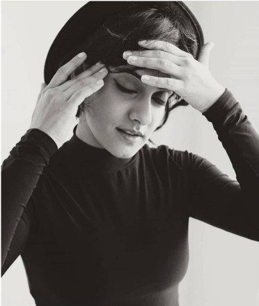 Black and white studio portrait