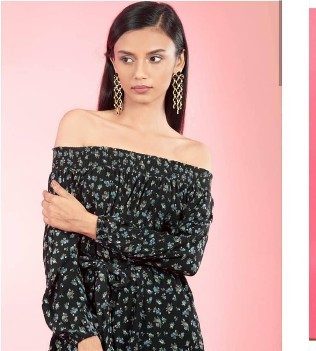 Off-shoulder dress product shot